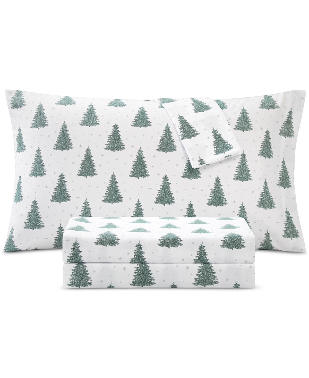 Sanders Printed Microfiber 4-Pc. Sheet Set, Full - Pine Tree - Bellso
